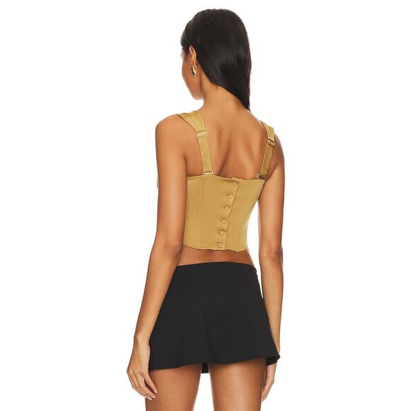 NEW Free People HAH Shroom Tan Knock Out Cropped Fitted Boudoir Corset Top L - Picture 3 of 8